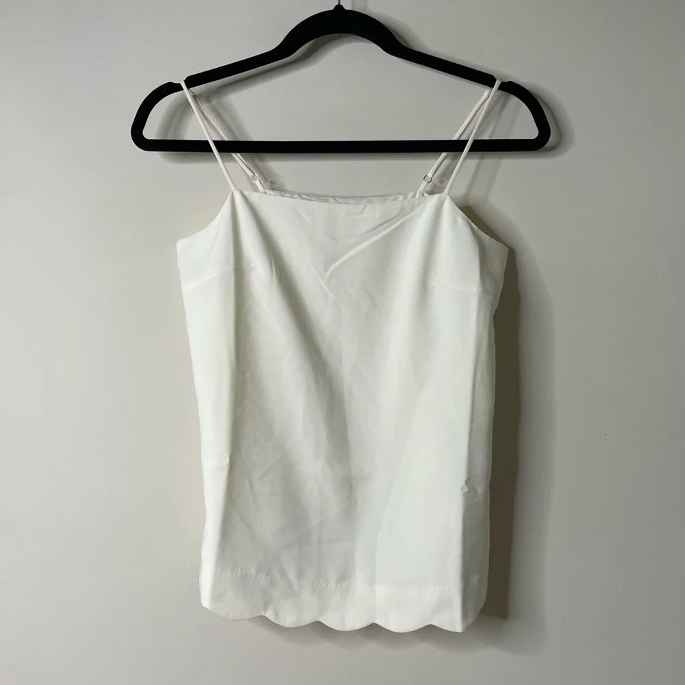 J. Crew Cream Scallop Tank Size 0